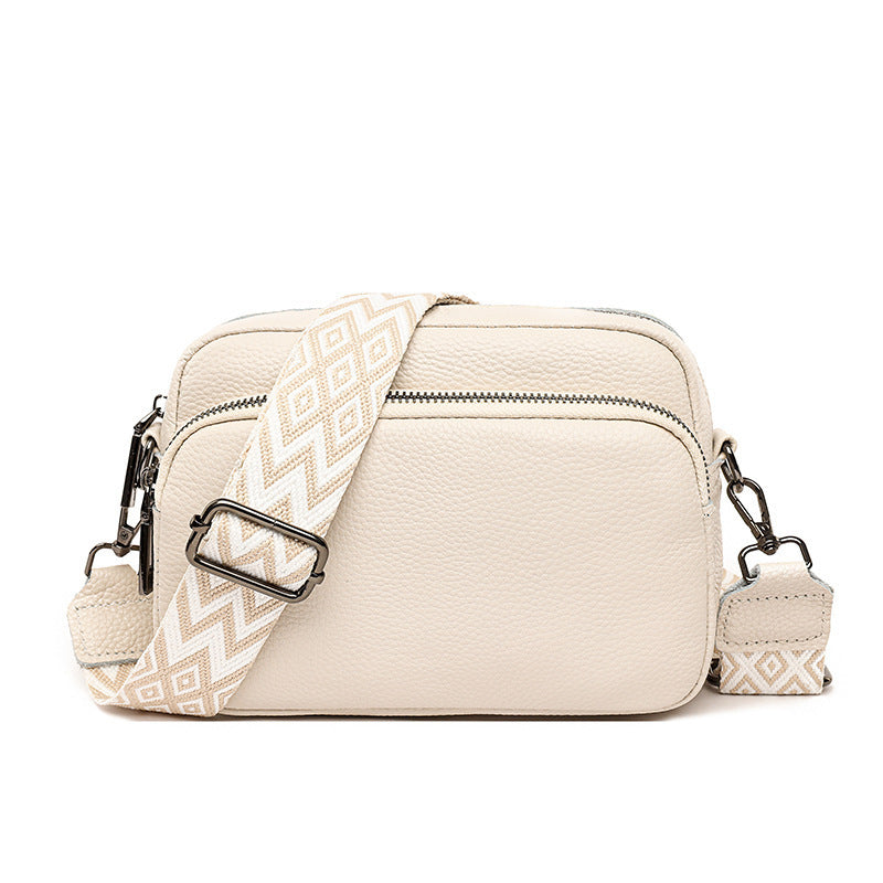 Sac Bandoulière Élégant en Cuir Véritable avec Sangle Graphique