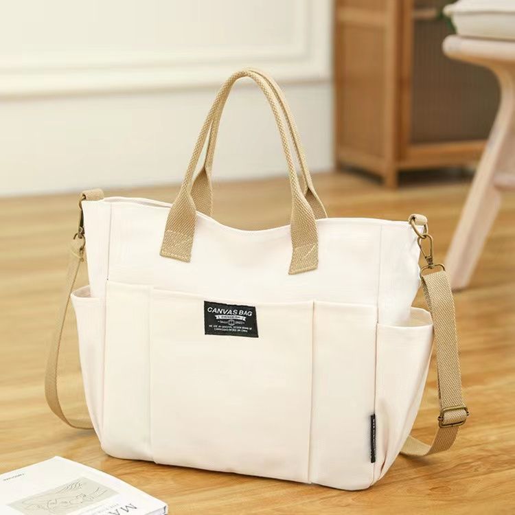 Sac fourre-tout en toile – Grand format avec poches extérieures