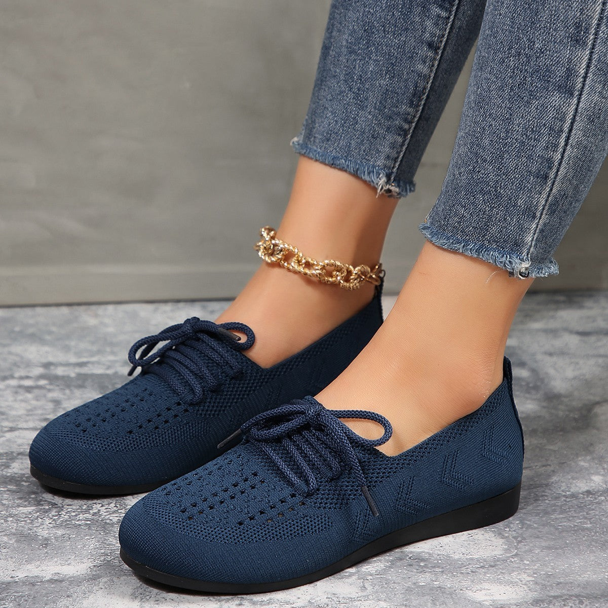Flexima – Chaussures en maille respirante à lacets pour femme