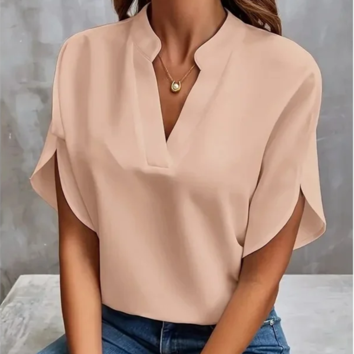 Chemise en mousseline de soie - Col V été