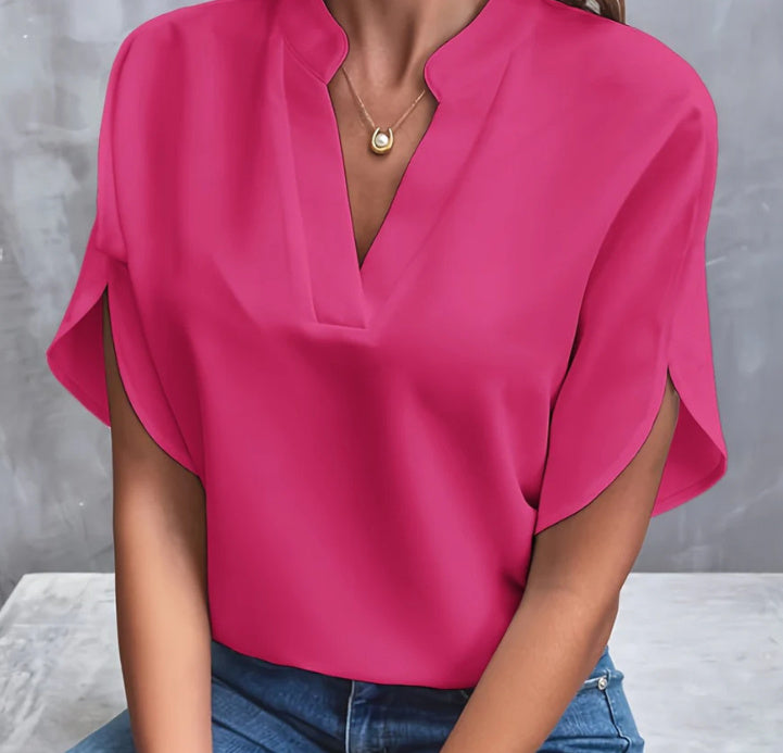 Chemise en mousseline de soie - Col V été