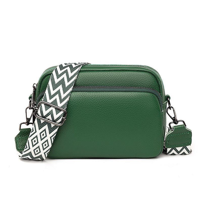 Sac Bandoulière Élégant en Cuir Véritable avec Sangle Graphique