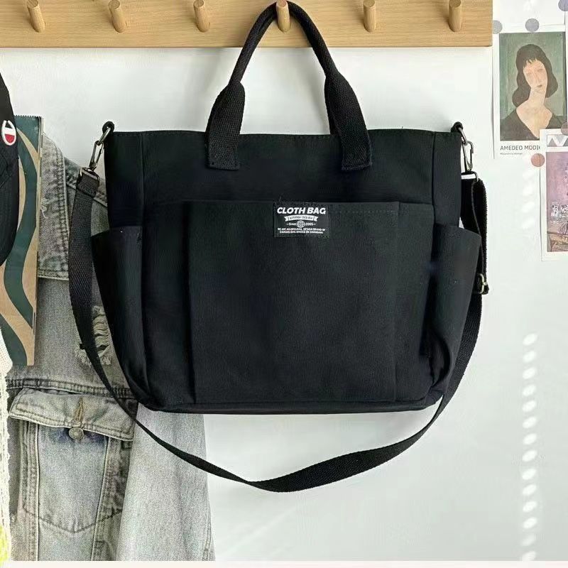 Sac fourre-tout en toile – Grand format avec poches extérieures