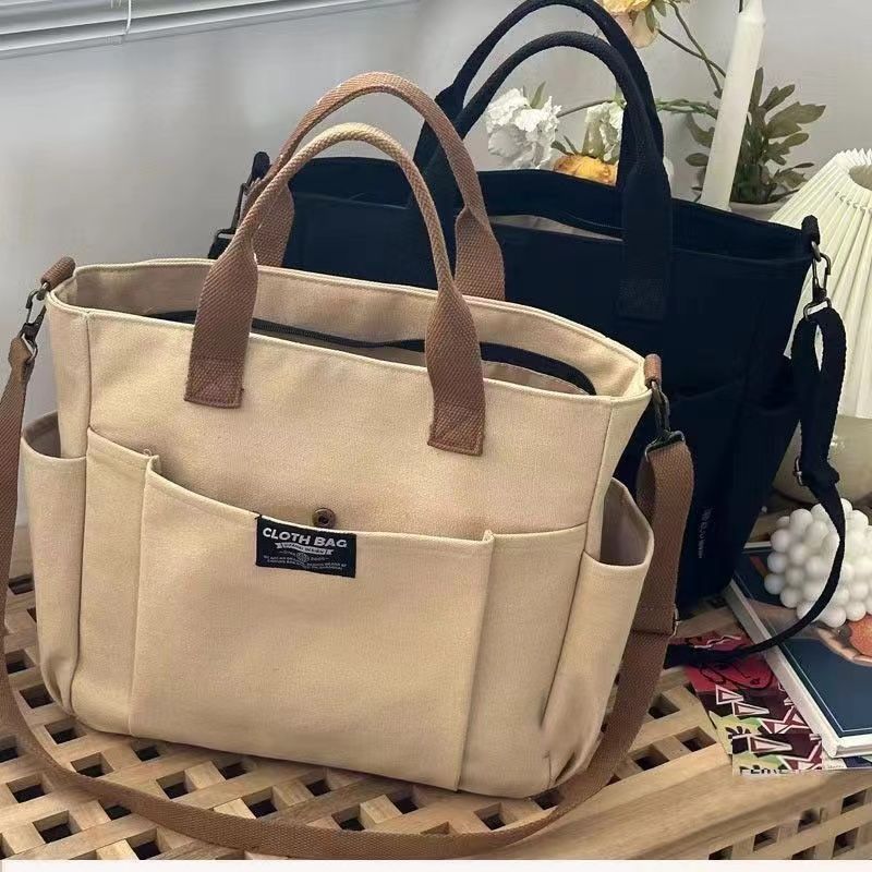 Sac fourre-tout en toile – Grand format avec poches extérieures