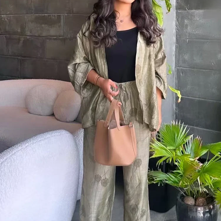 Ensemble Oversize en Jacquard Vert Olive