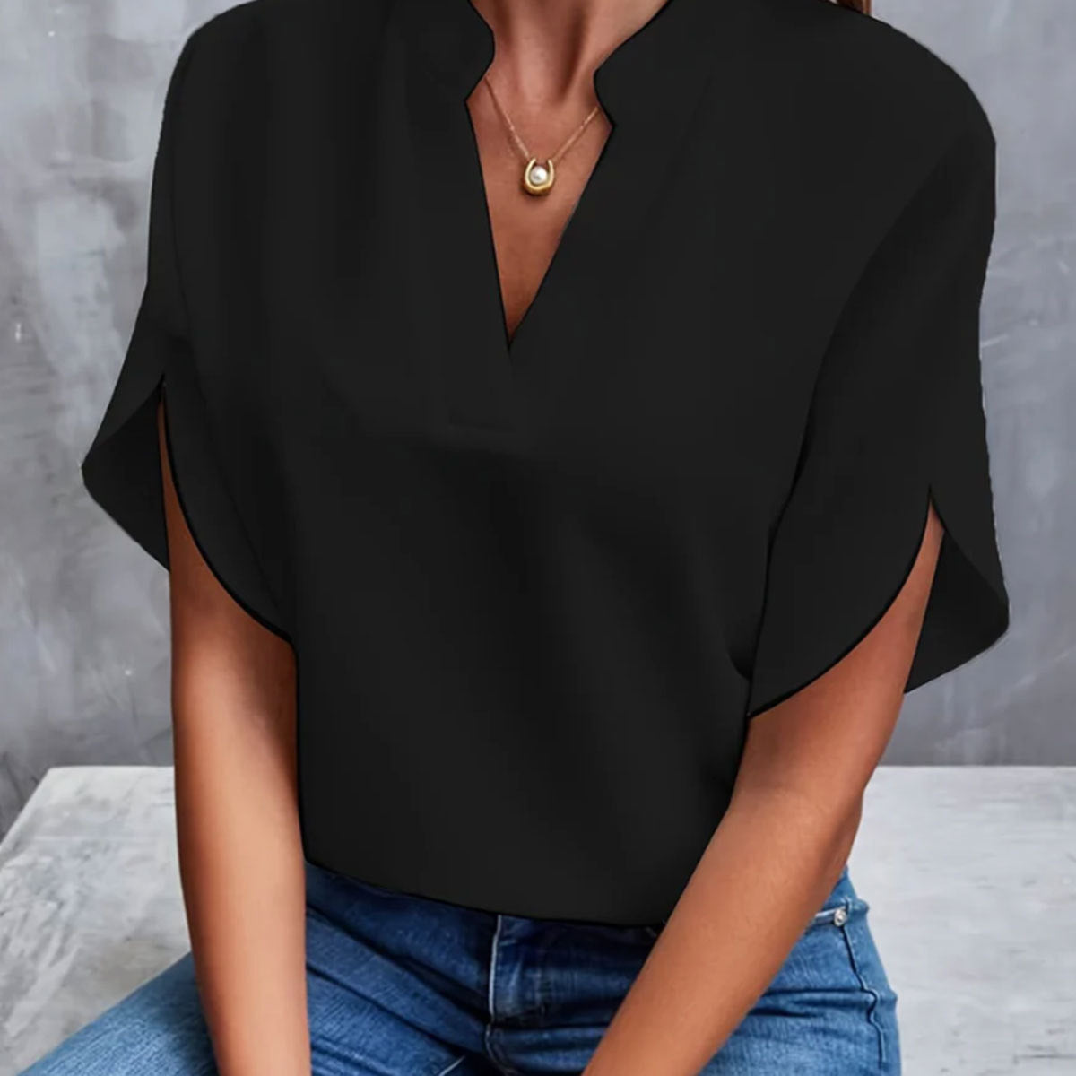 Chemise en mousseline de soie - Col V été