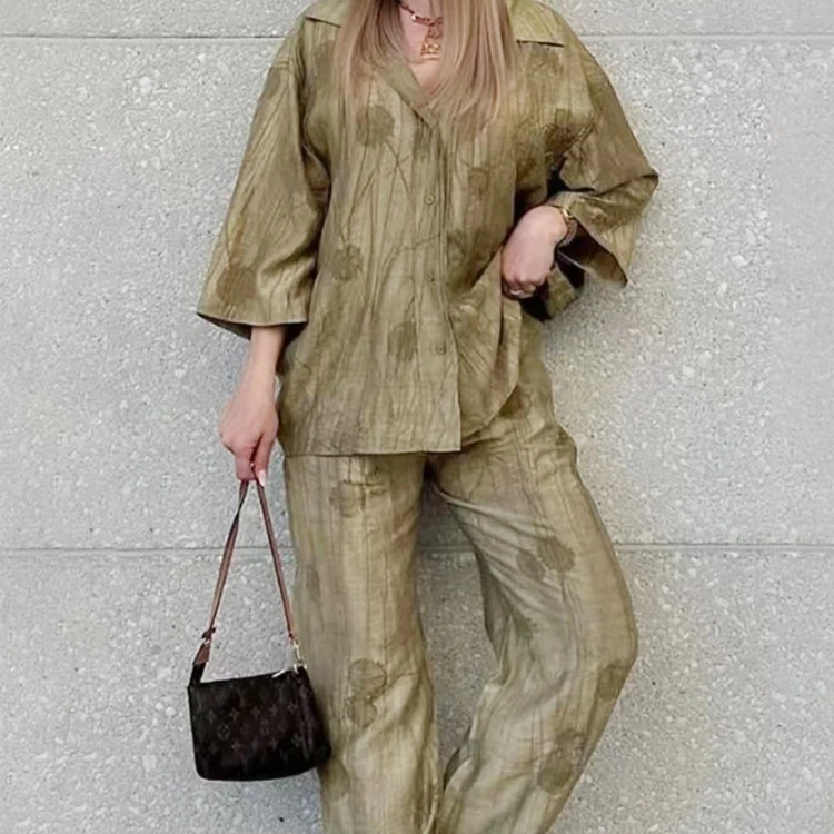 Ensemble Oversize en Jacquard Vert Olive