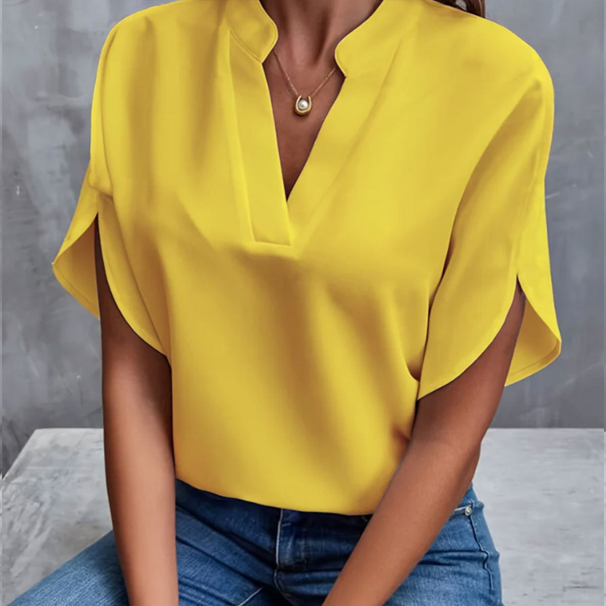 Chemise en mousseline de soie - Col V été