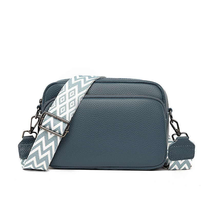 Sac Bandoulière Élégant en Cuir Véritable avec Sangle Graphique