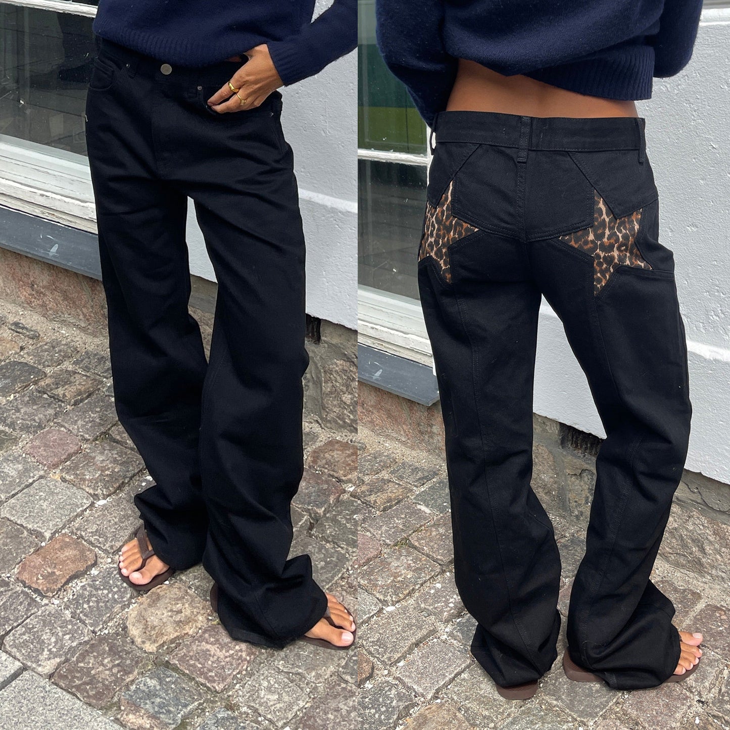 Pantalon Ample à Étoiles Contrastantes – Style Décontracté et Tendance