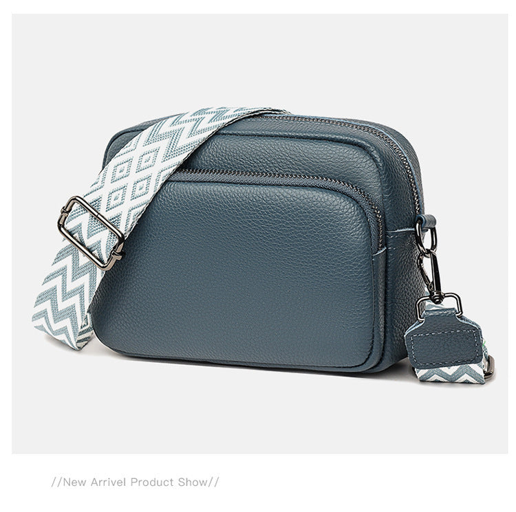 Sac Bandoulière Élégant en Cuir Véritable avec Sangle Graphique