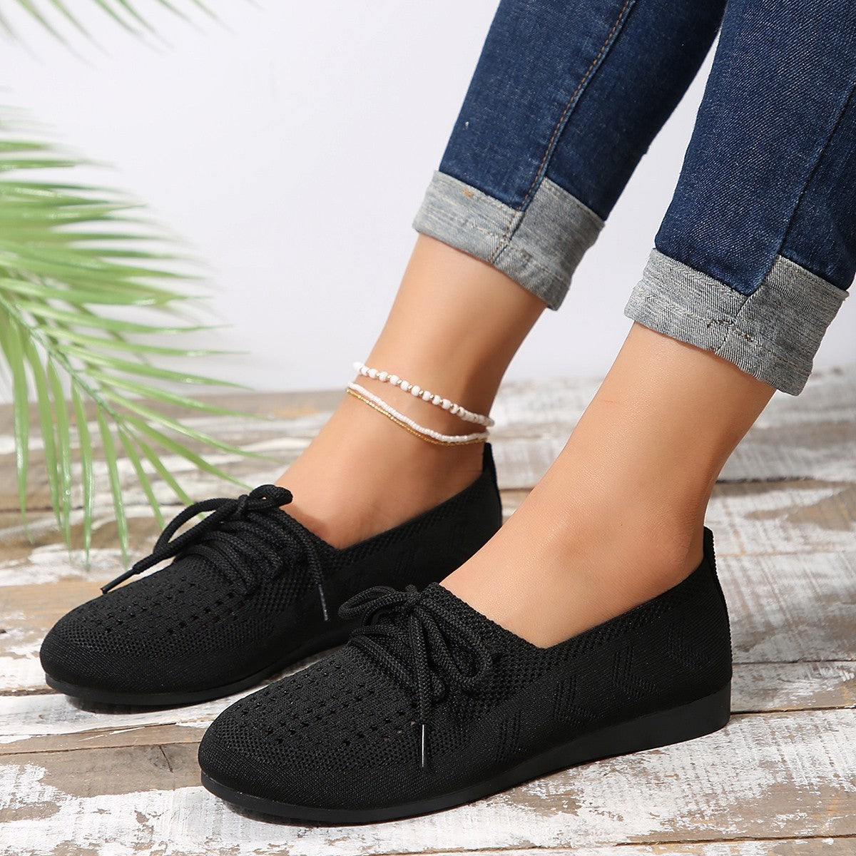 Flexima – Chaussures en maille respirante à lacets pour femme