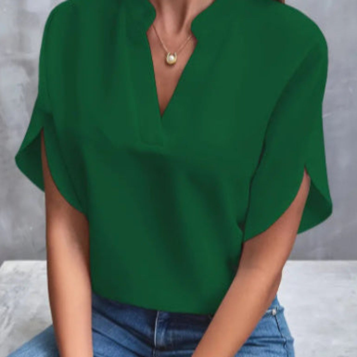 Chemise en mousseline de soie - Col V été