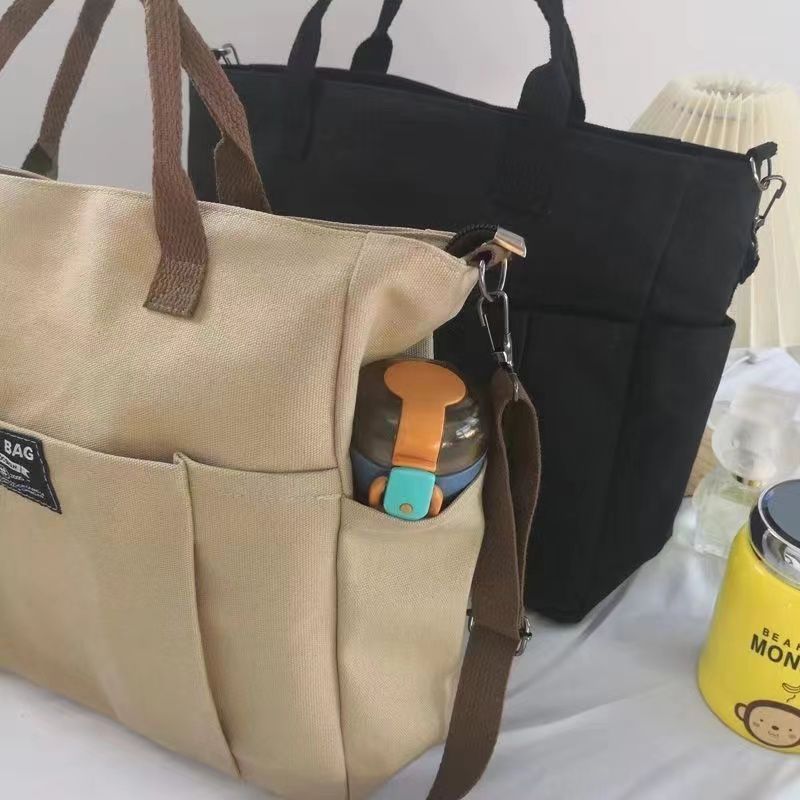 Sac fourre-tout en toile – Grand format avec poches extérieures