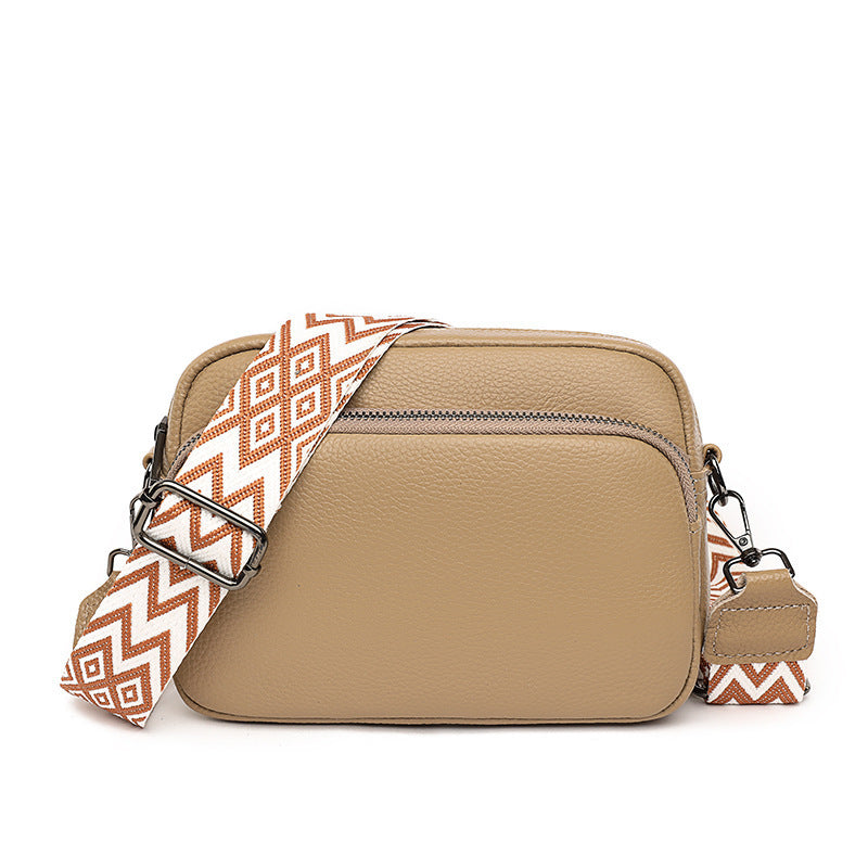 Sac Bandoulière Élégant en Cuir Véritable avec Sangle Graphique