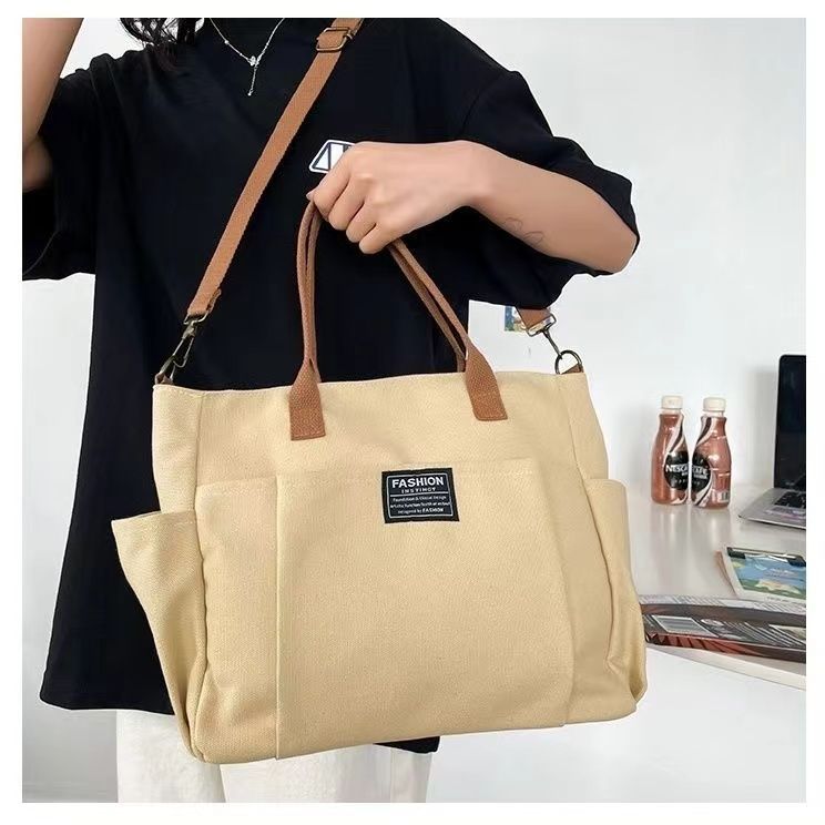 Sac fourre-tout en toile – Grand format avec poches extérieures