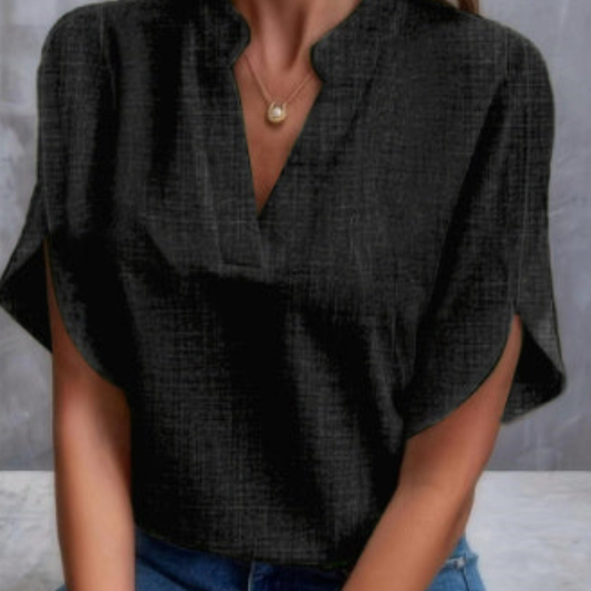 Chemise en mousseline de soie - Col V été