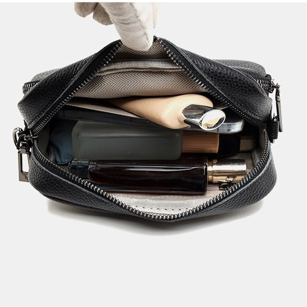 Sac Bandoulière Élégant en Cuir Véritable avec Sangle Graphique