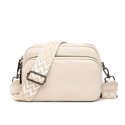 Sac Bandoulière Élégant en Cuir Véritable avec Sangle Graphique