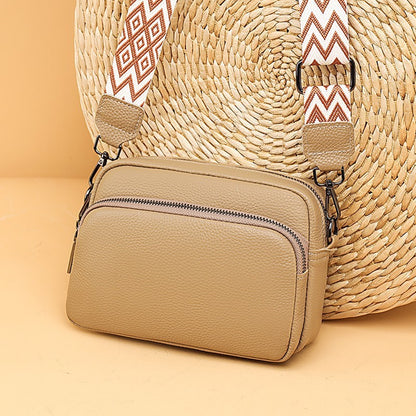 Sac Bandoulière Élégant en Cuir Véritable avec Sangle Graphique