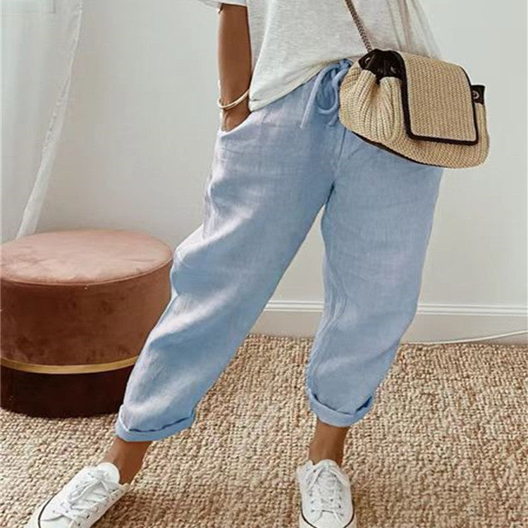Pantalon confort lin et coton - Coupe fluide