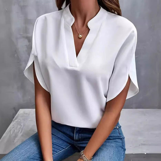 Chemise en mousseline de soie - Col V été