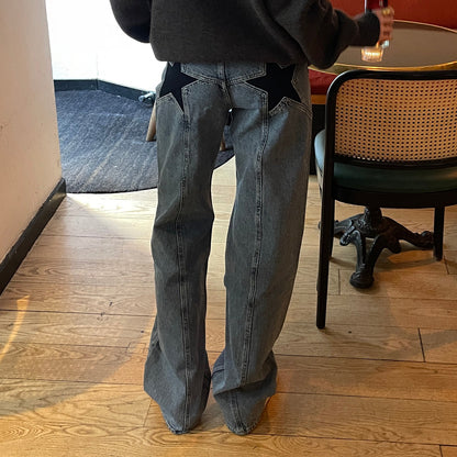 Pantalon Ample à Étoiles Contrastantes – Style Décontracté et Tendance