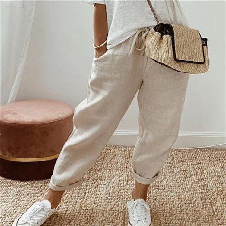 Pantalon confort lin et coton - Coupe fluide