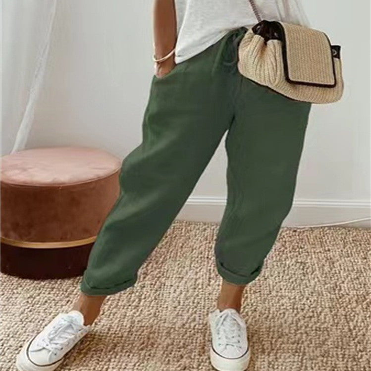 Pantalon confort lin et coton - Coupe fluide
