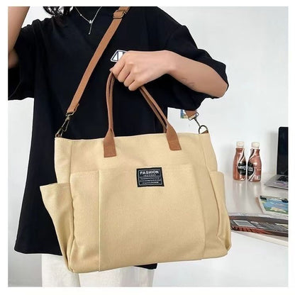 Sac fourre-tout en toile – Grand format avec poches extérieures