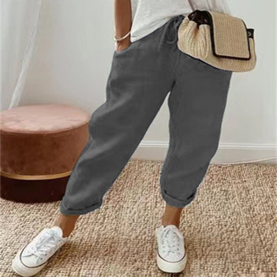 Pantalon confort lin et coton - Coupe fluide