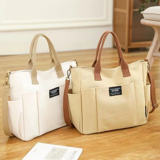 Sac fourre-tout en toile – Grand format avec poches extérieures